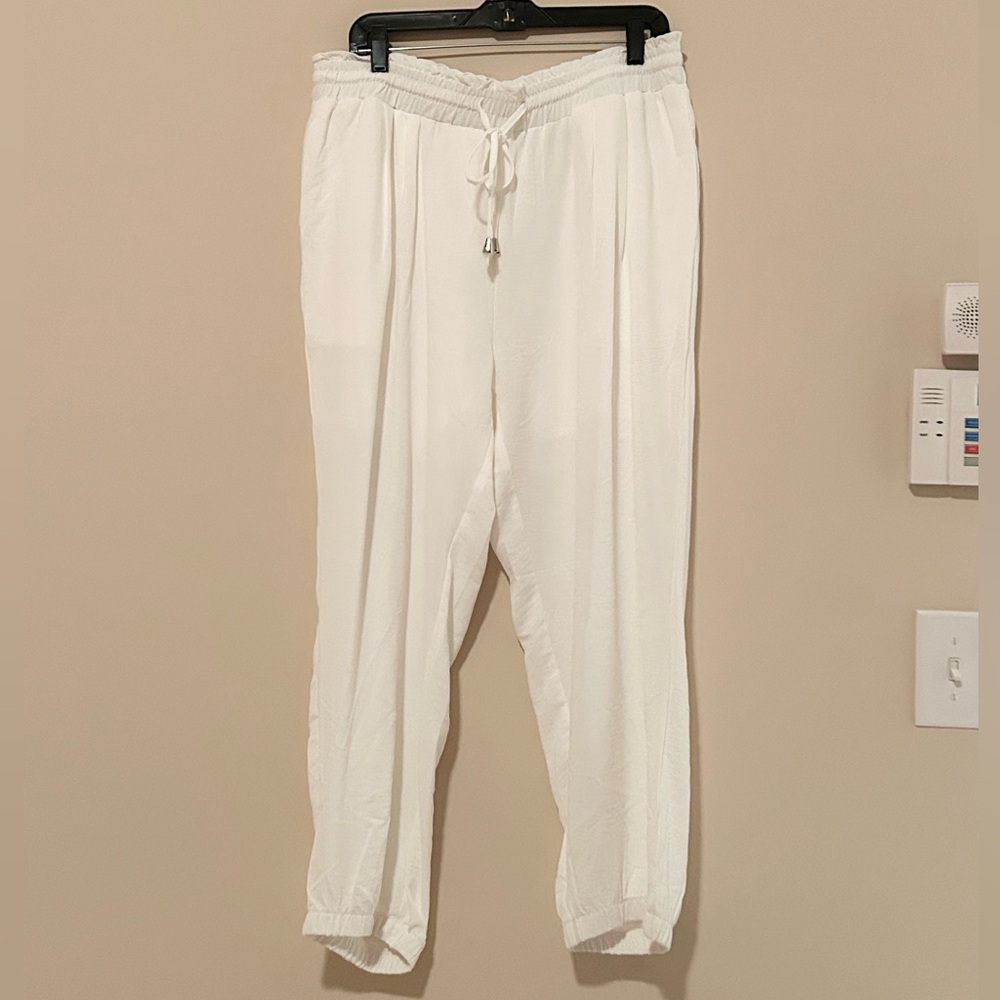 White Drawstring Jogger Pants